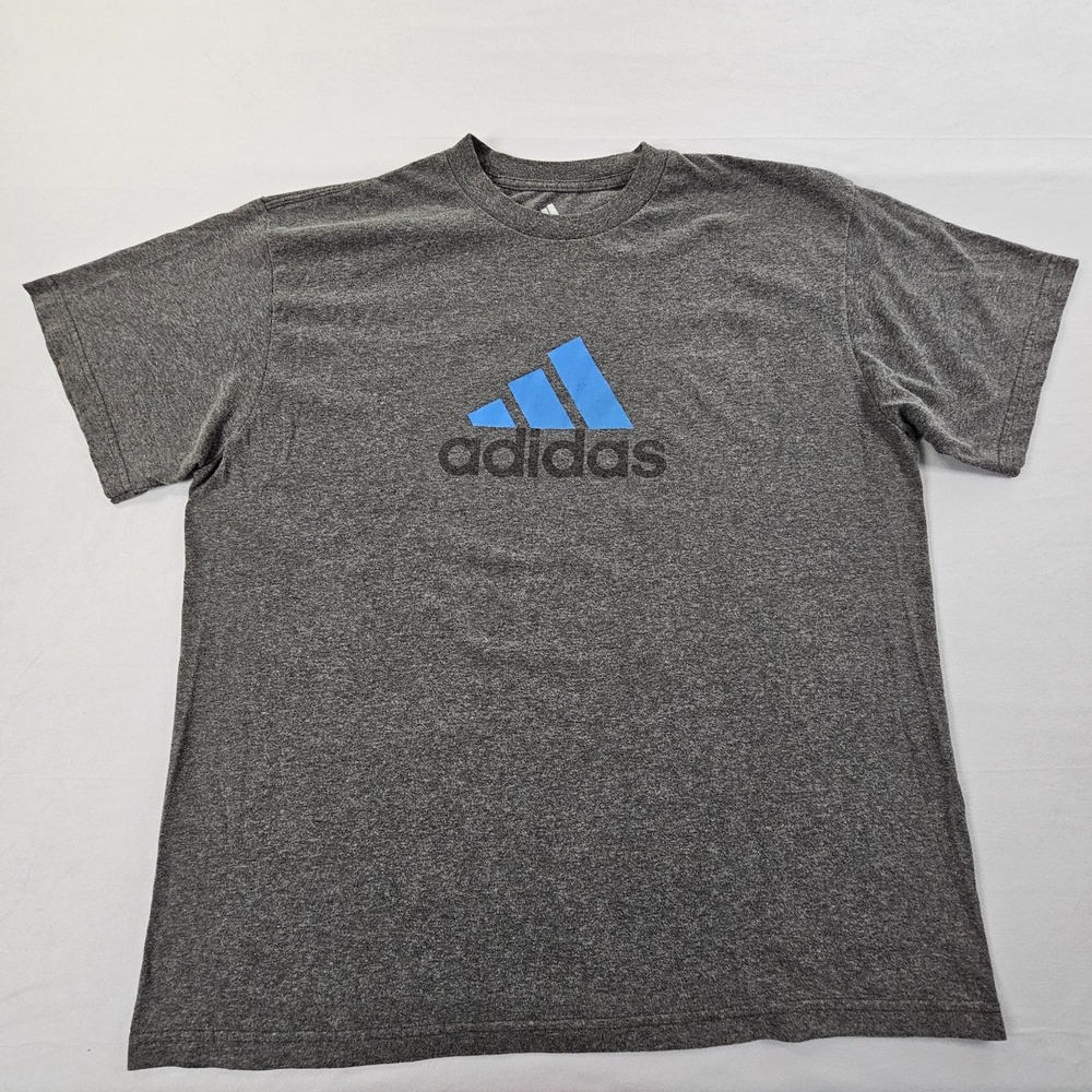 adidas Gray Short Sleeve Cotton Blend T-Shirt Men's L